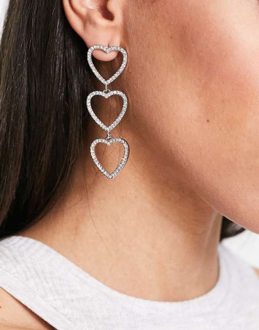 Rhinestone heart on sale drop earrings