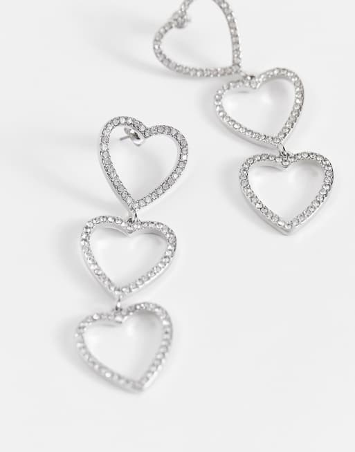 Rhinestone heart deals drop earrings