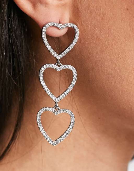 Rhinestone heart drop deals earrings