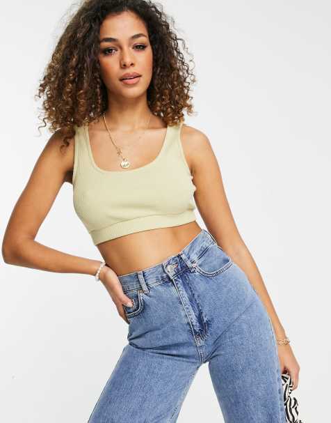 NA-KD x Jasmin Azazim co-ord knitted cropped singlet in beige - view 1
