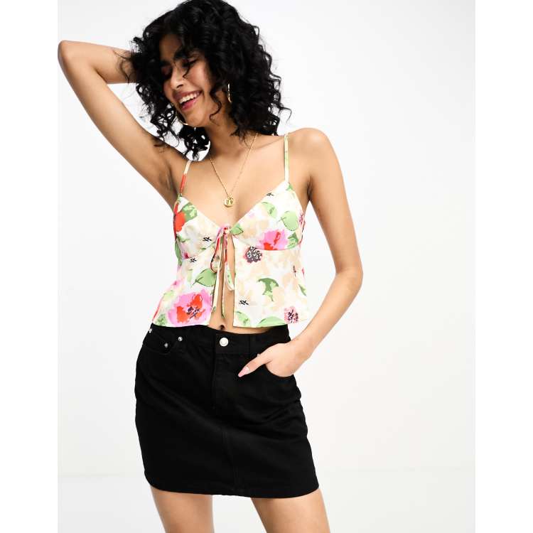 Printed Ruched Front Tie Halter Top – Urban Planet