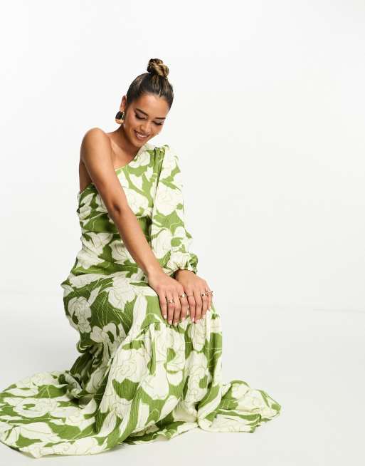 NA-KD x Jessica Haller - Robe longue asymétrique à imprimé - Vert, 2 de 4