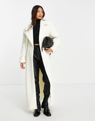 NA-KD X Josefine boucle long coat in off white