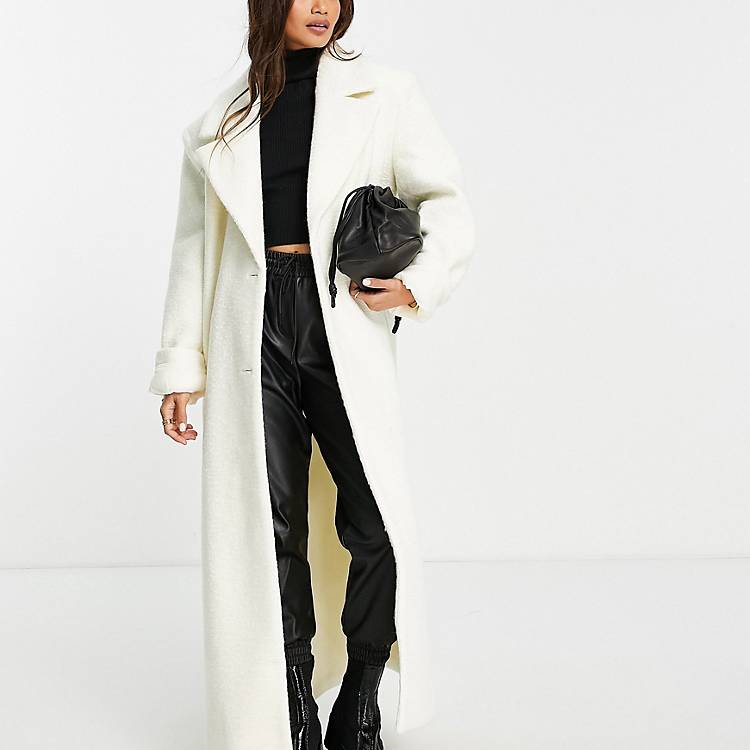 NA-KD x Josefine boucle long coat in off white