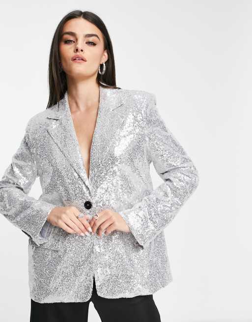 Silver sequin 2025 blazer womens