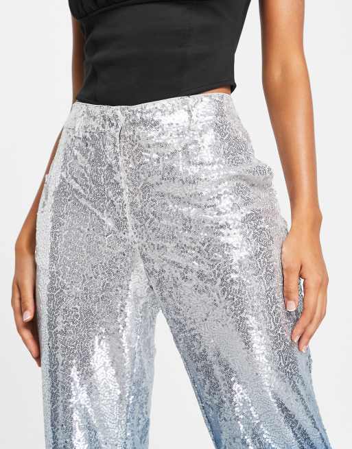 Silver sequin outlet trousers