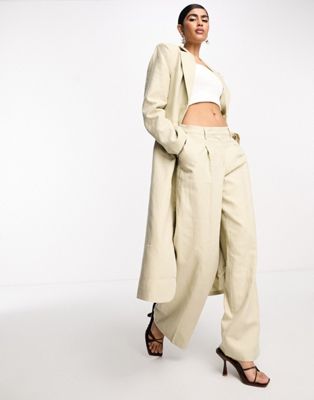 NA-KD x Josefine HJ co-ord straight trousers in light beige - ASOS Price Checker