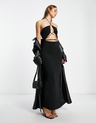 Na-kd X Josefine Hj Cut Out Maxi Dress In Black