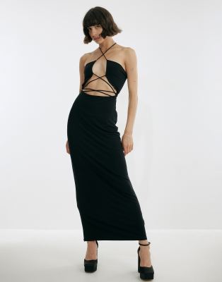 X Josefine HJ cut out maxi dress in black