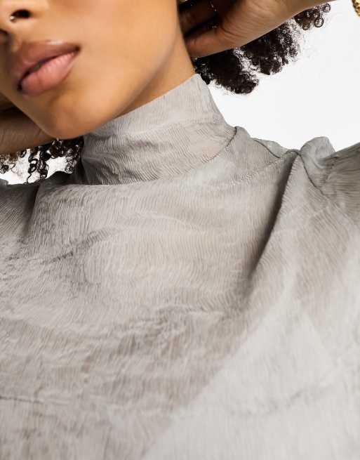 NA-KD x Josefine HJ fine knit turtleneck top in grey