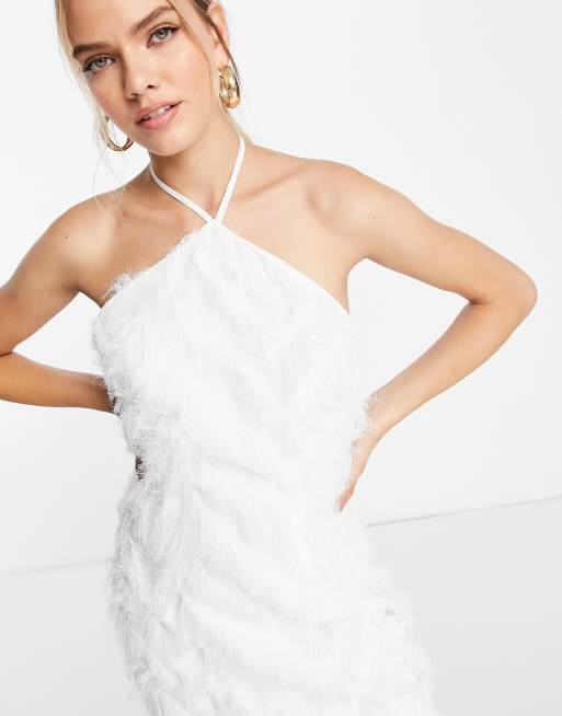NA-KD x Josefine HJ halterneck textured mini dress in white , 3 of 4