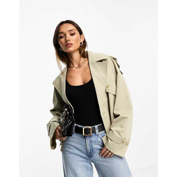 NA-KD x Josefine HJ short trench coat in beige ASOS