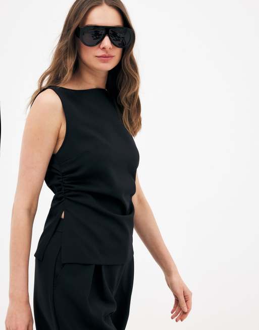 NA-KD x Kate Klem - Top sans manches à taille froncée - Noir, 4 de 5