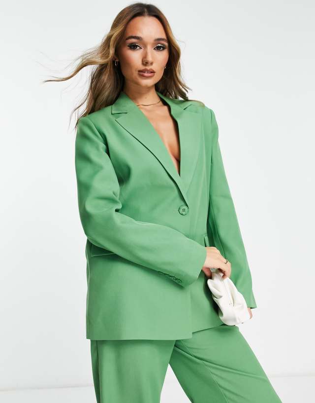 NA-KD x Klara Montes classic everyday blazer in green - part of a set