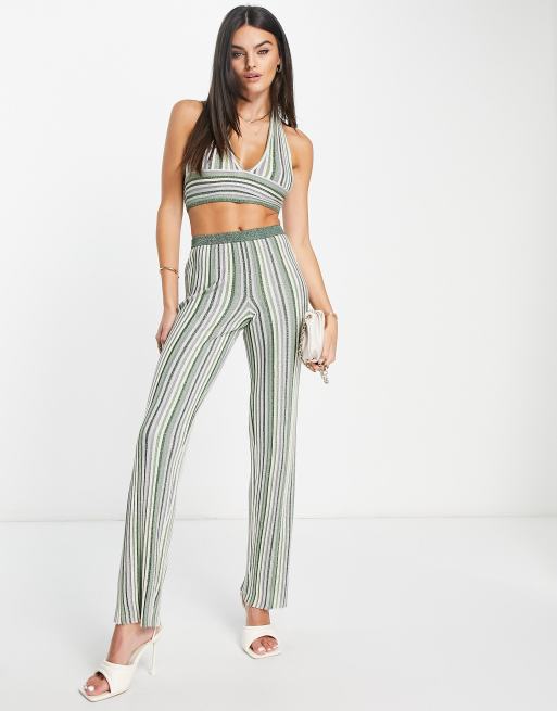 High waisted striped palazzo clearance pants