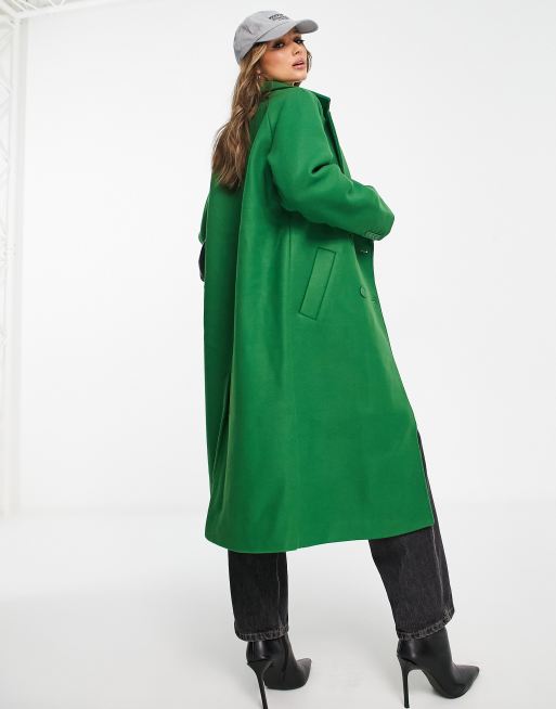 NA-KD x Klara Montes wool blend midi coat in green | ASOS