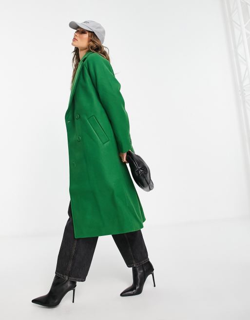 NA-KD x Klara Montes wool blend midi coat in green