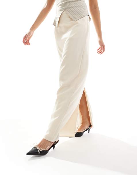 NA-KD x Laura Jane Stone - Maxi rok met zakken aan de voorkant en split achter in beige - view 1