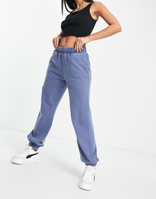 NA-KD x Lisa Marie Schiffner co-ord acid wash joggers in light blue