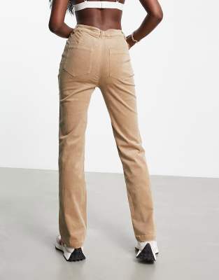 beige corduroy flared trousers