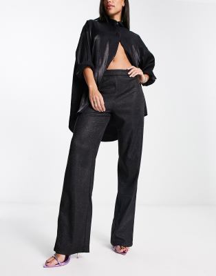 Na-kd X Lovisa Barkman High Rise Pants In Black Glitter