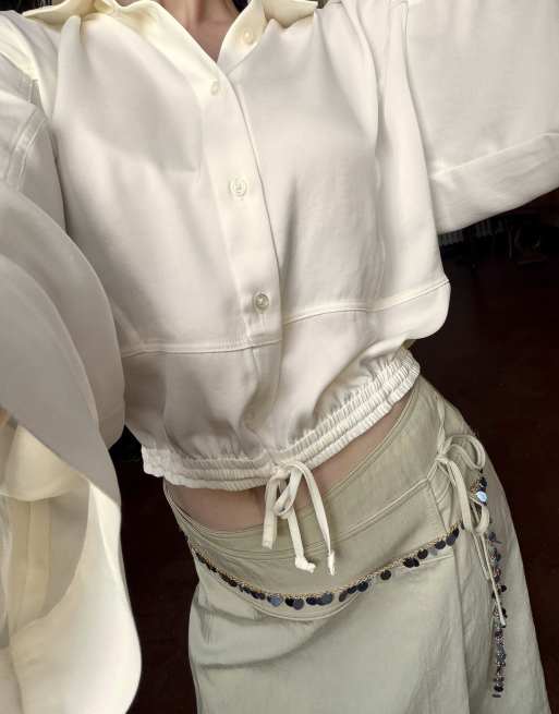 NA-KD x Marie Jedig Hemd mit Kordelzugdetail in Wollweiß - IVORY, 2 von 5