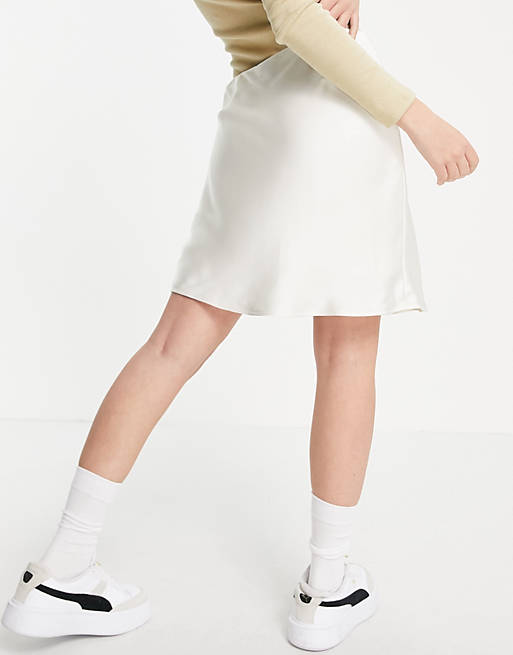  NA-KD x Mathilde Gohler satin mini skirt in off white 
