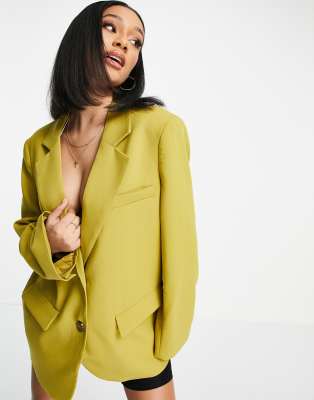 NA-KD x Matiamu by Sofia oversized boxy blazer in olive green - ASOS Price Checker
