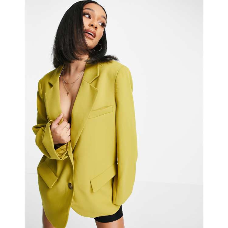 NA-KD x Matiamu by Sofia oversized boxy blazer in olive green