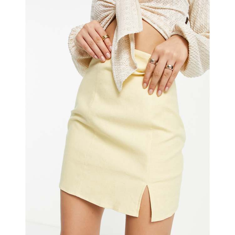 Linen gold skirt sale