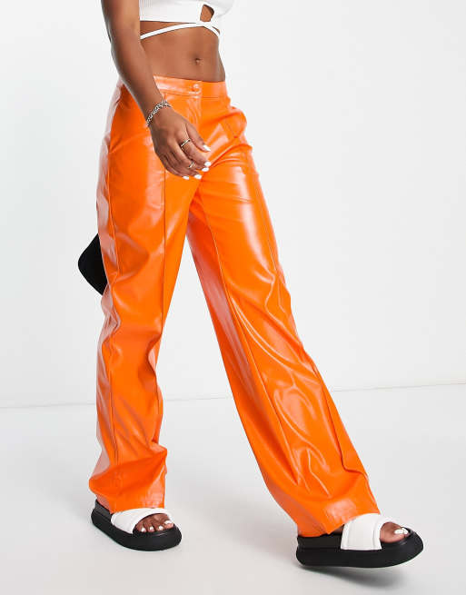 Orange hot sale vinyl pants