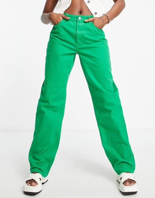 NA-KD x Melissa Bentsen - Ruimvallende jeans in groen