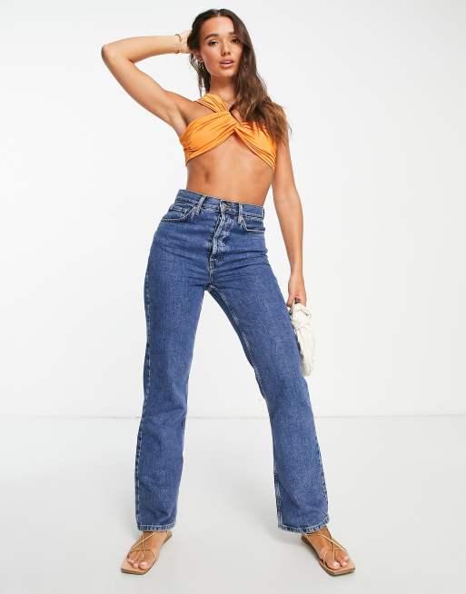 NA-KD x Melissa Bentsen twisted one shoulder crop top in orange