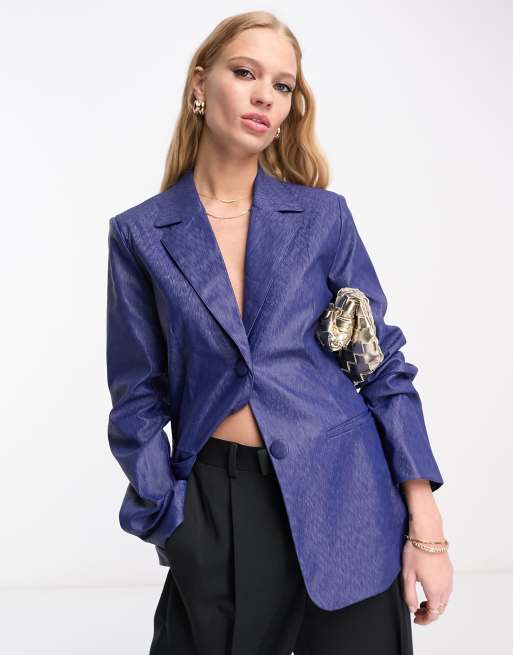 NA-KD x Mimi AR - Blazer sartoriale oversize blu scuro in coordinato