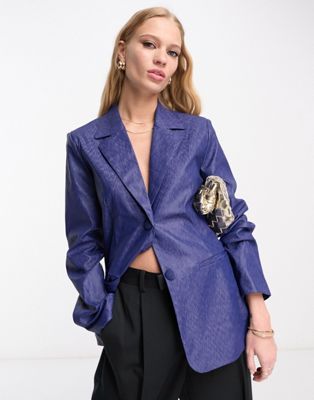 NA-KD x Mimi AR co-ord oversized  tailored blazer in dark blue - ASOS Price Checker