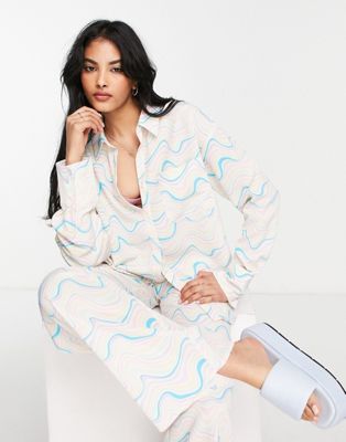 NA-KD X Miss Lisibell co-ord oversized shirt in wavy stripe print