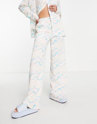 NA-KD X Miss Lisibell co-ord straight leg trousers in wavy stripe print - ASOS Price Checker