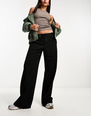 NA-KD x Moa Mattson 90's waistband tailored trousers in black