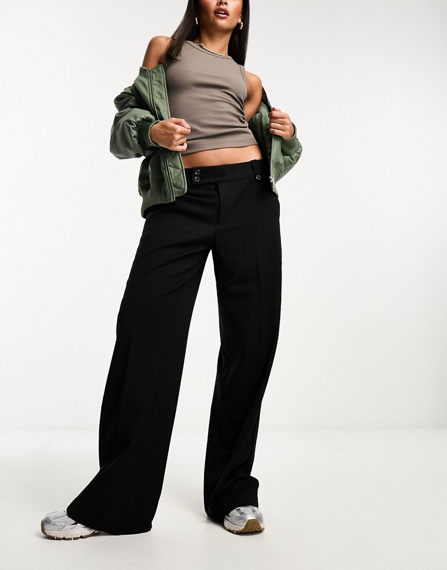 NA-KD x Moa Mattson 90’s waistband tailored trousers in black