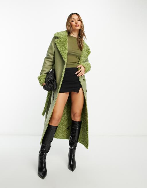 Faux fur trench clearance coat