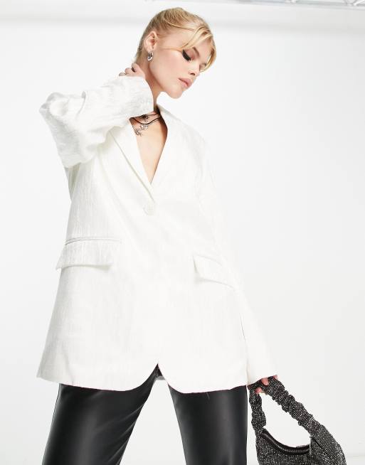 NA-KD x Moa Mattsson oversized tailored blazer in textured shine (part of a set) 