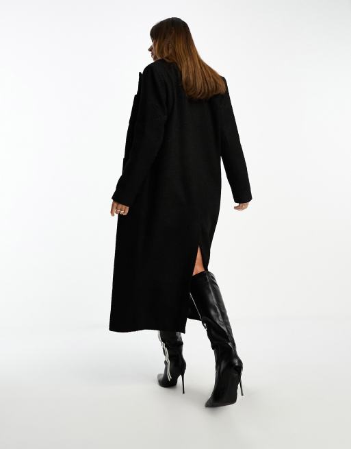 NA-KD x Moa Mattsson pocket detail tweed coat in black, 2 of 4