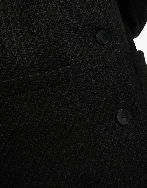 NA-KD x Moa Mattsson pocket detail tweed coat in black, 3 of 4
