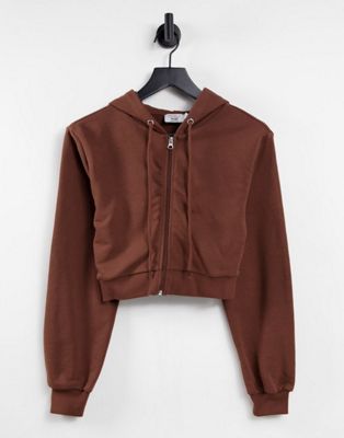 NA-KD X Pamela co-ord zip front hoodie in brown