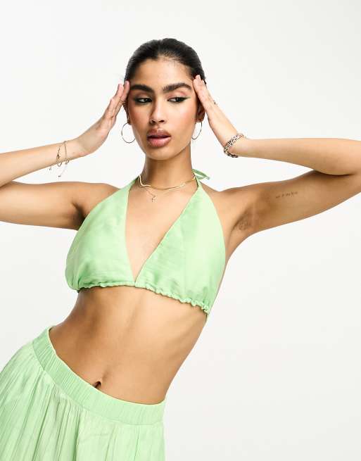 NA-KD x Phiaka halterneck top and flowing pants set in green