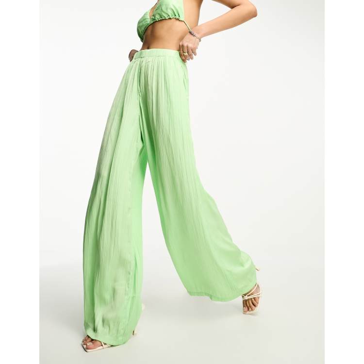 ASOS Green Pleated Wide Leg Flowy Pants Women's Size 0 - beyond exchange