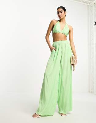 NA-KD x Phiaka wide leg flowy pants in green -set