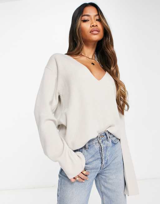 NA-KD x Rianne Meijer - Felpa in maglia beige chiaro