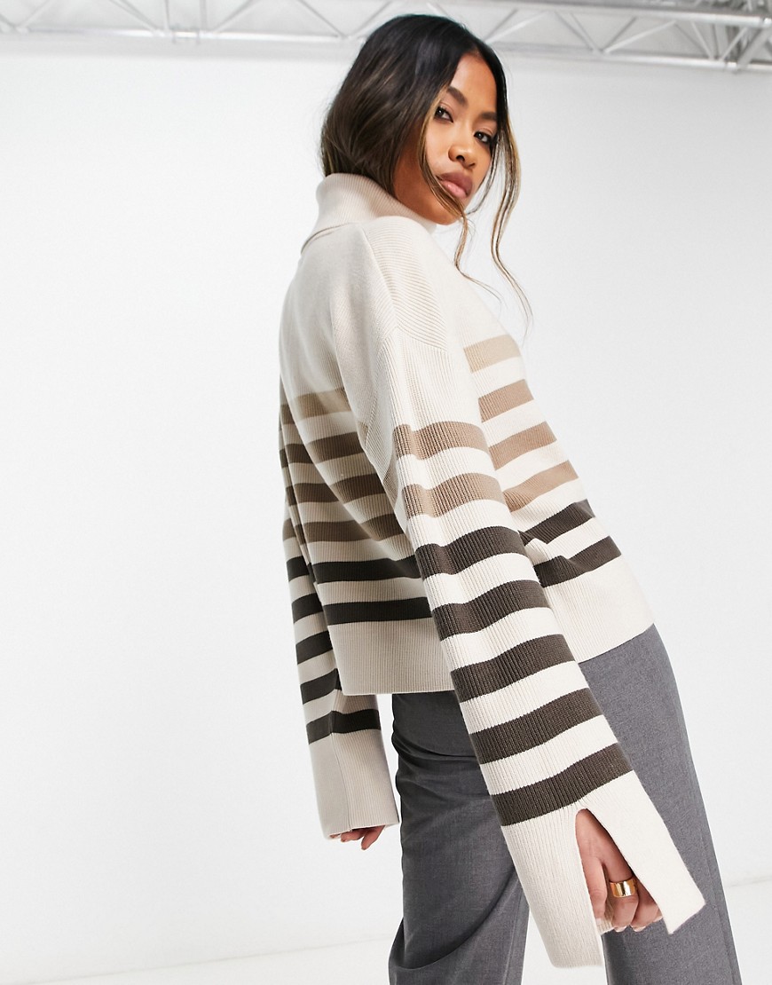 NA-KD x Rianne Meijer striped sweater in beige-Neutral
