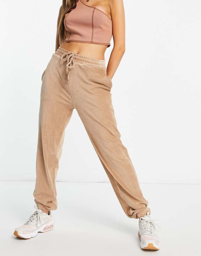 NA-KD x Rianne Meijer velour sweatpants in beige - part of a set